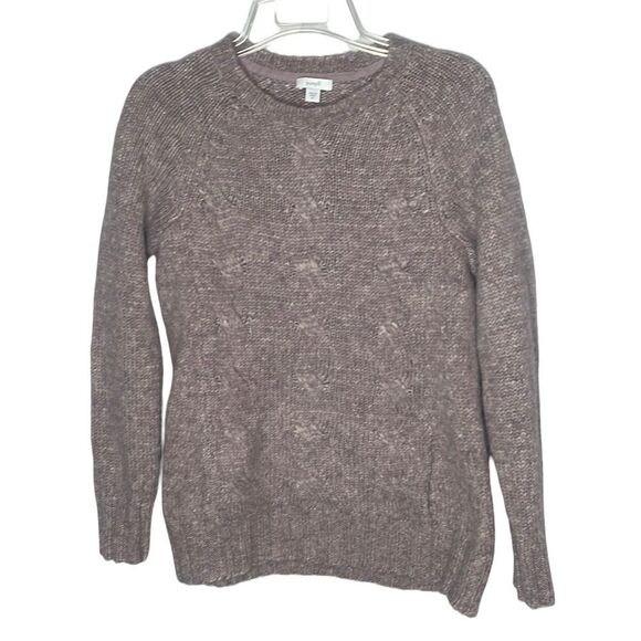 J.Jill (Pure Jill) Wool Blend Lavender Crewneck Fisherman’s Sweater. Size Xsmall - Picture 1 of 8